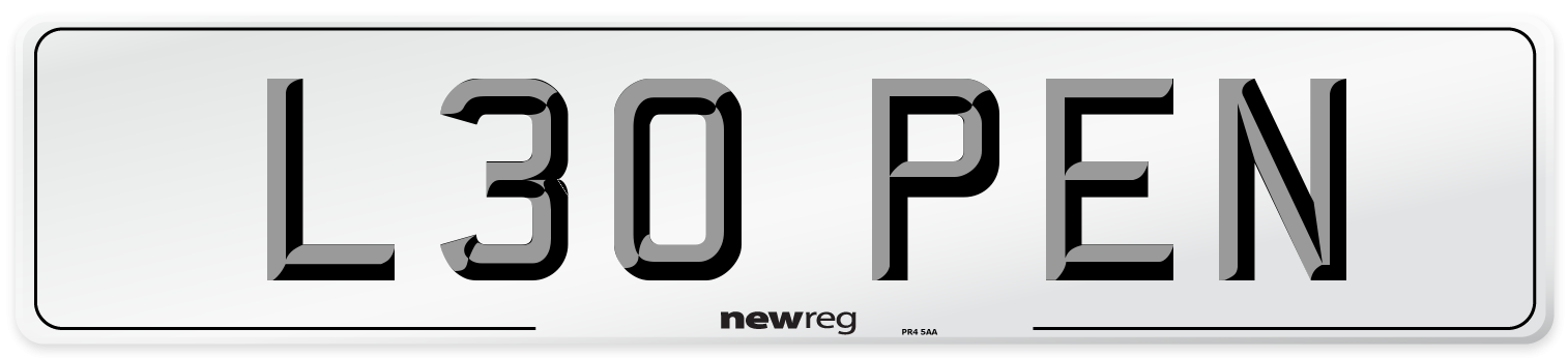 L30 PEN Number Plate from New Reg